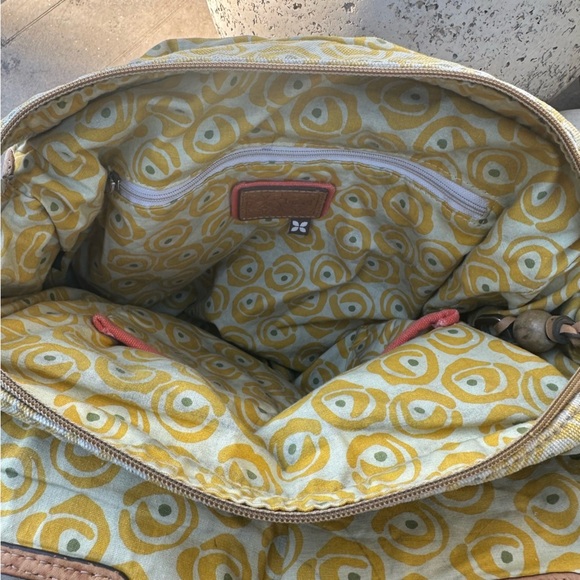 Fossil Canvas Leather Butterfly Floral Large Shoulder Tote Bag Hippie Boho READ - Picture 7 of 14